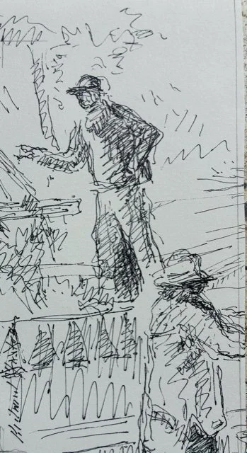 Richard Foster - Luke Martineau and Bella Martineau, Aswan - Pen Drawing - 18cm x 25cm - £395. SOLD