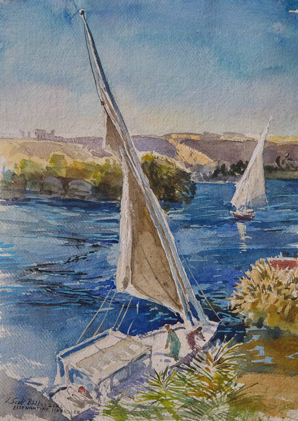 Falucca Elephantine Island - Watercolour  38cm x 28cm - £700 