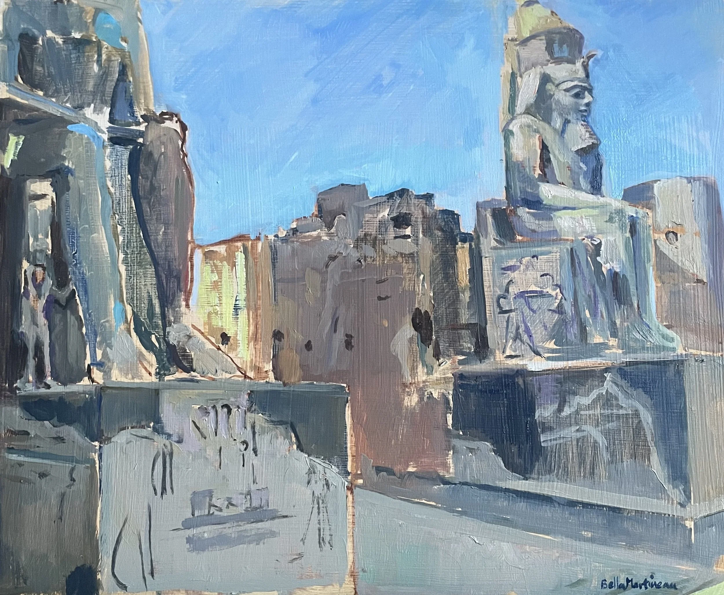 Bella Martineau - Nefertari and Ramesses II at Luxor temple - Oil on canvas - SOLD