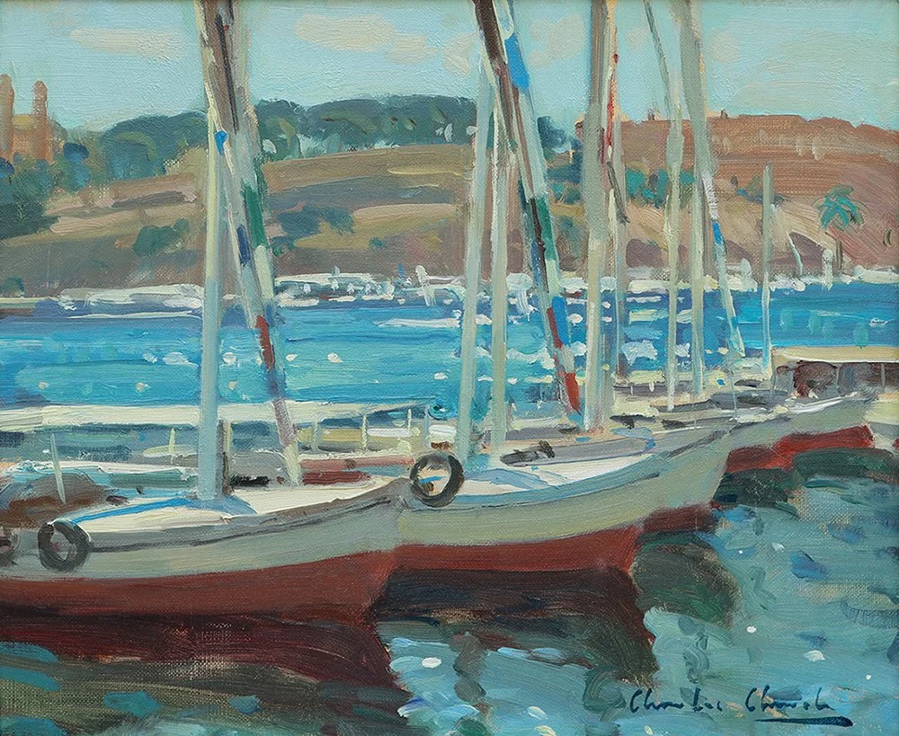 Charles Church - Feluccas, Elephantine Island - Oil - 10in x 14in - £2650