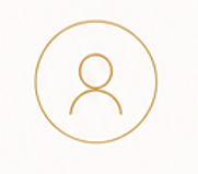 User profile icon with a circular outline and a simple outline of a person inside.
