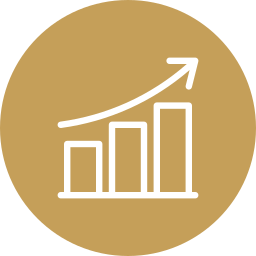 Graph with ascending trend line on a gold background