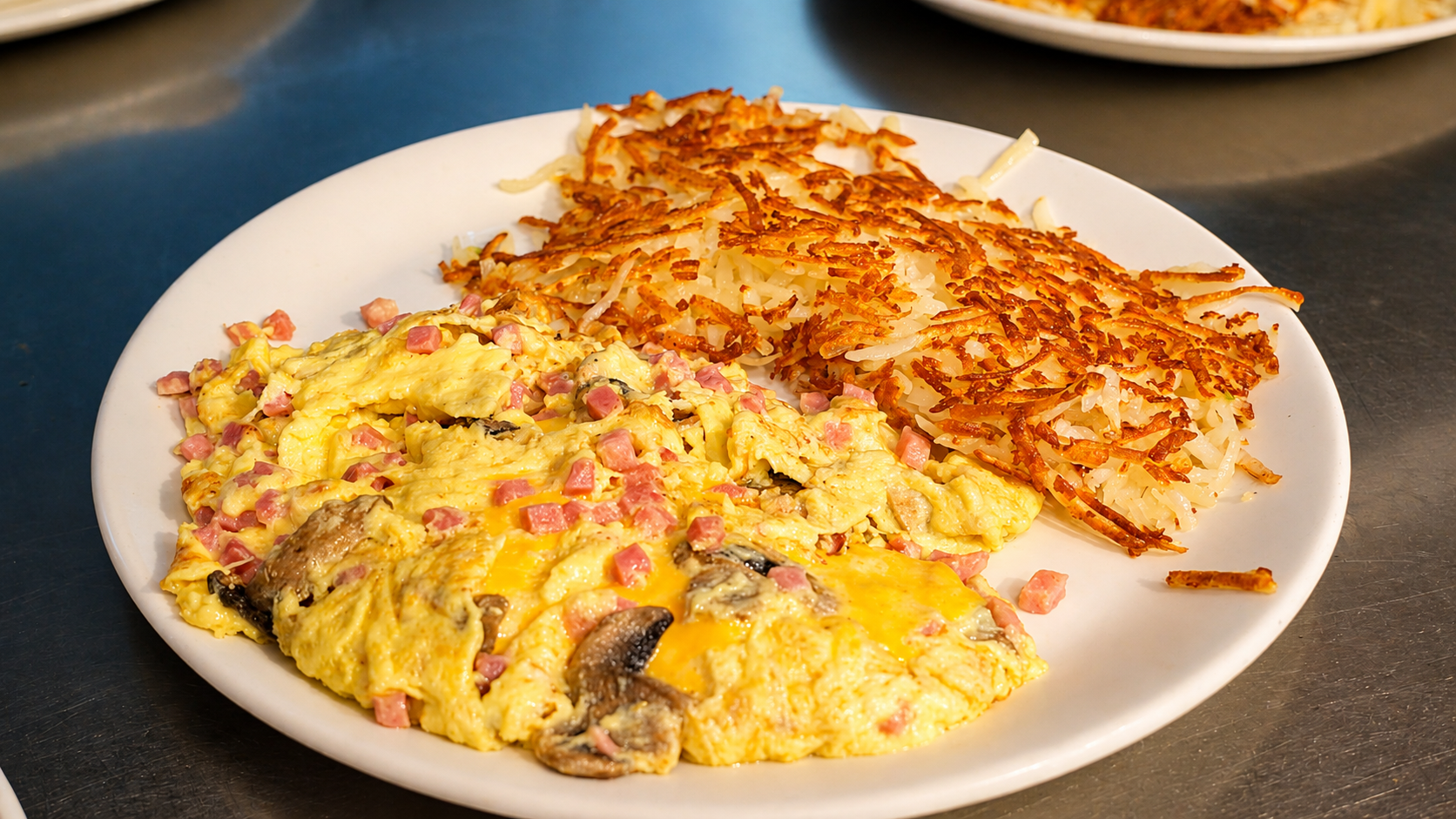 Omlete and Hashbrown