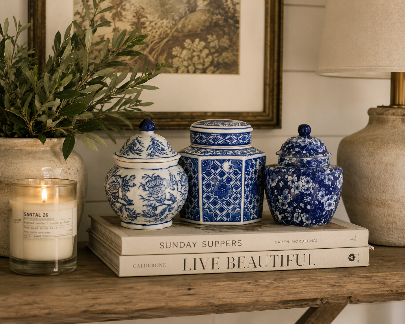 Ginger jars are a great timeless decor piece found under gathered favorites.