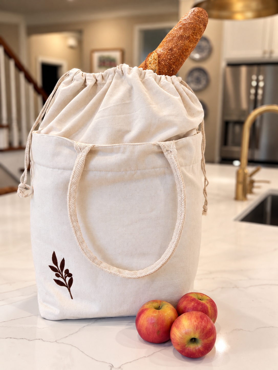 Rustic Canvas Tote with Baguette and Apples.png
