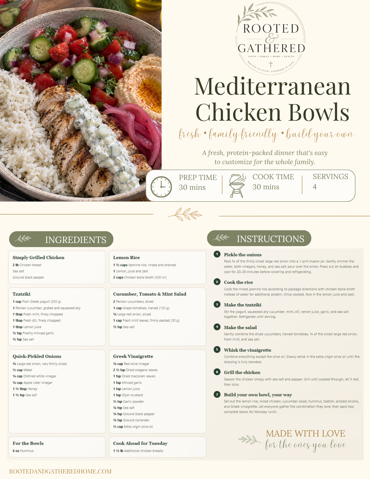 Mediterranean Chicken Bowls Recipe