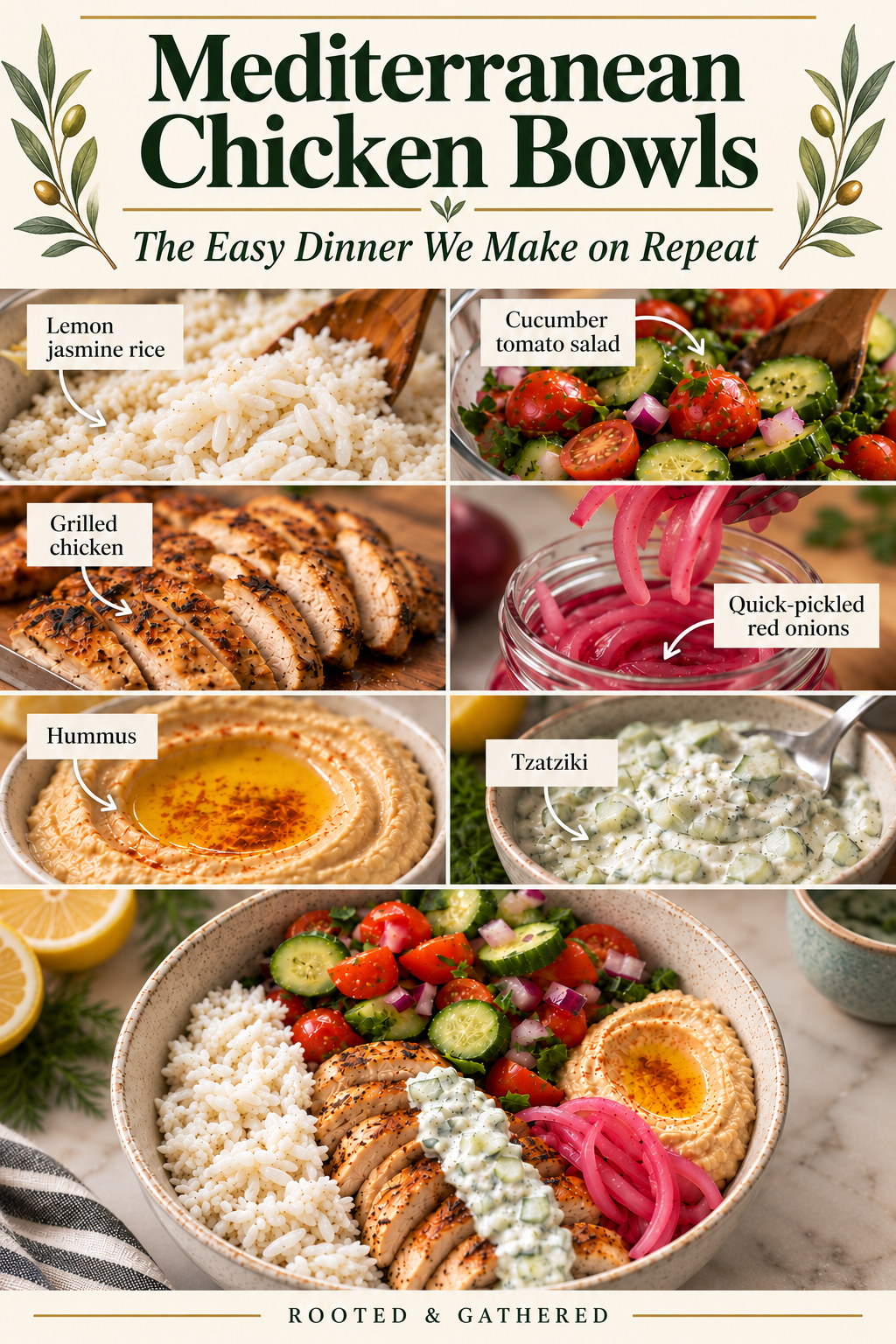 Mediterranean Chicken Bowls, build your own bowl your own way.