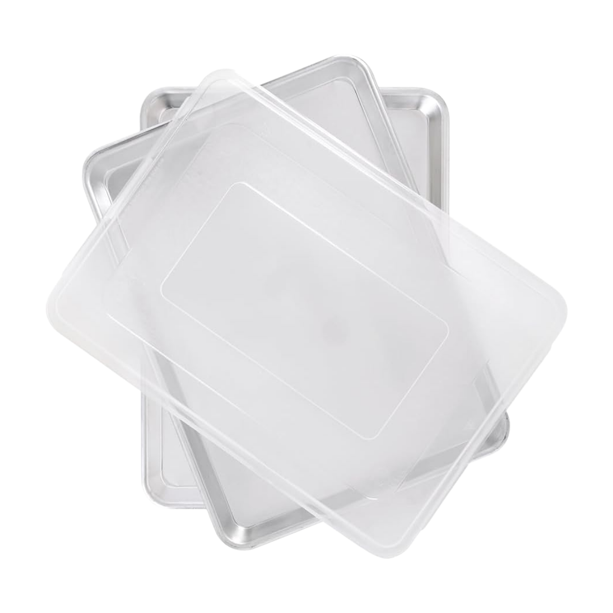 Multiple clear plastic food containers stacked together