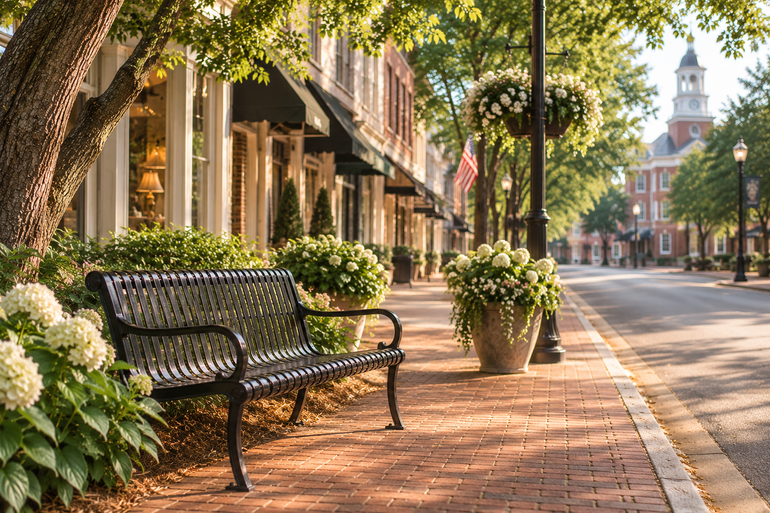 Bench in center of town Theo of Golden