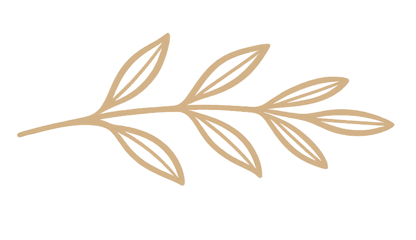 An illustration of a stylized arrow made of interconnected leaves, with a beige and brown color palette, set against a transparent background.