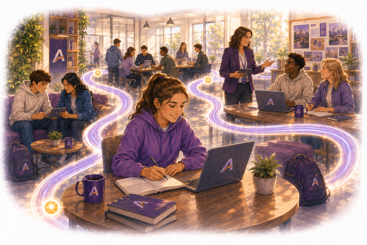 Illustration representing schools and colleges preparing young people for their next steps through structured careers education and guidance.