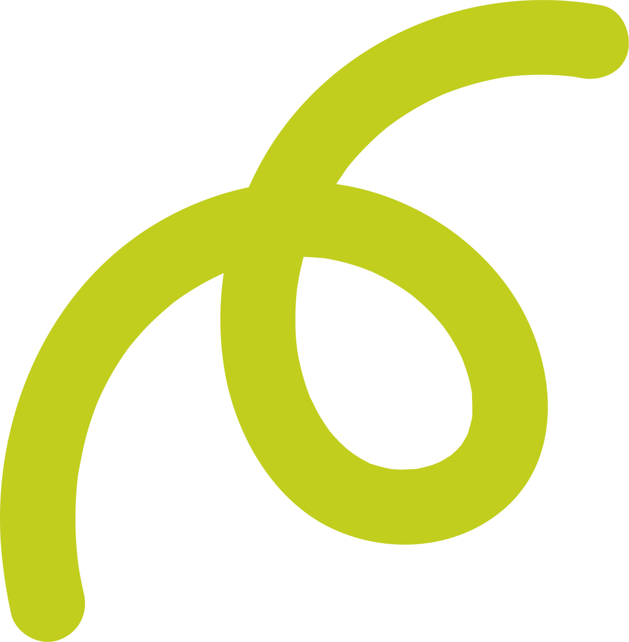 A large yellow-green number six with a tail extending from the top right, set against a black background.
