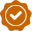 A golden badge with a black seal in the center, featuring a star and the word 'AWARD'.