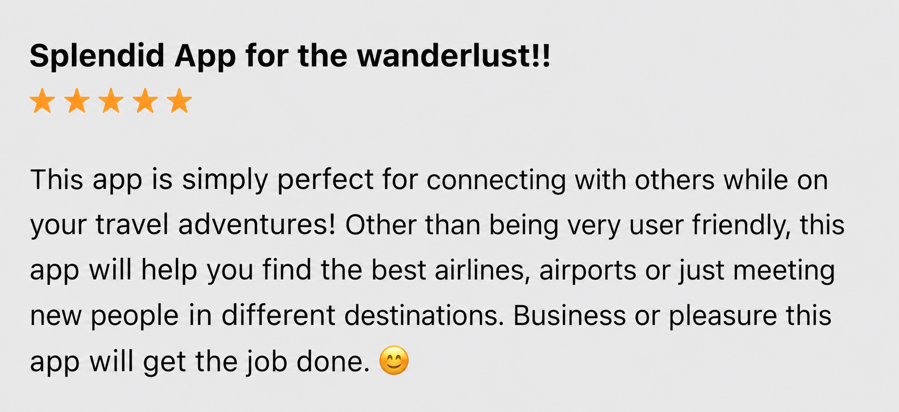 customer review of the app!