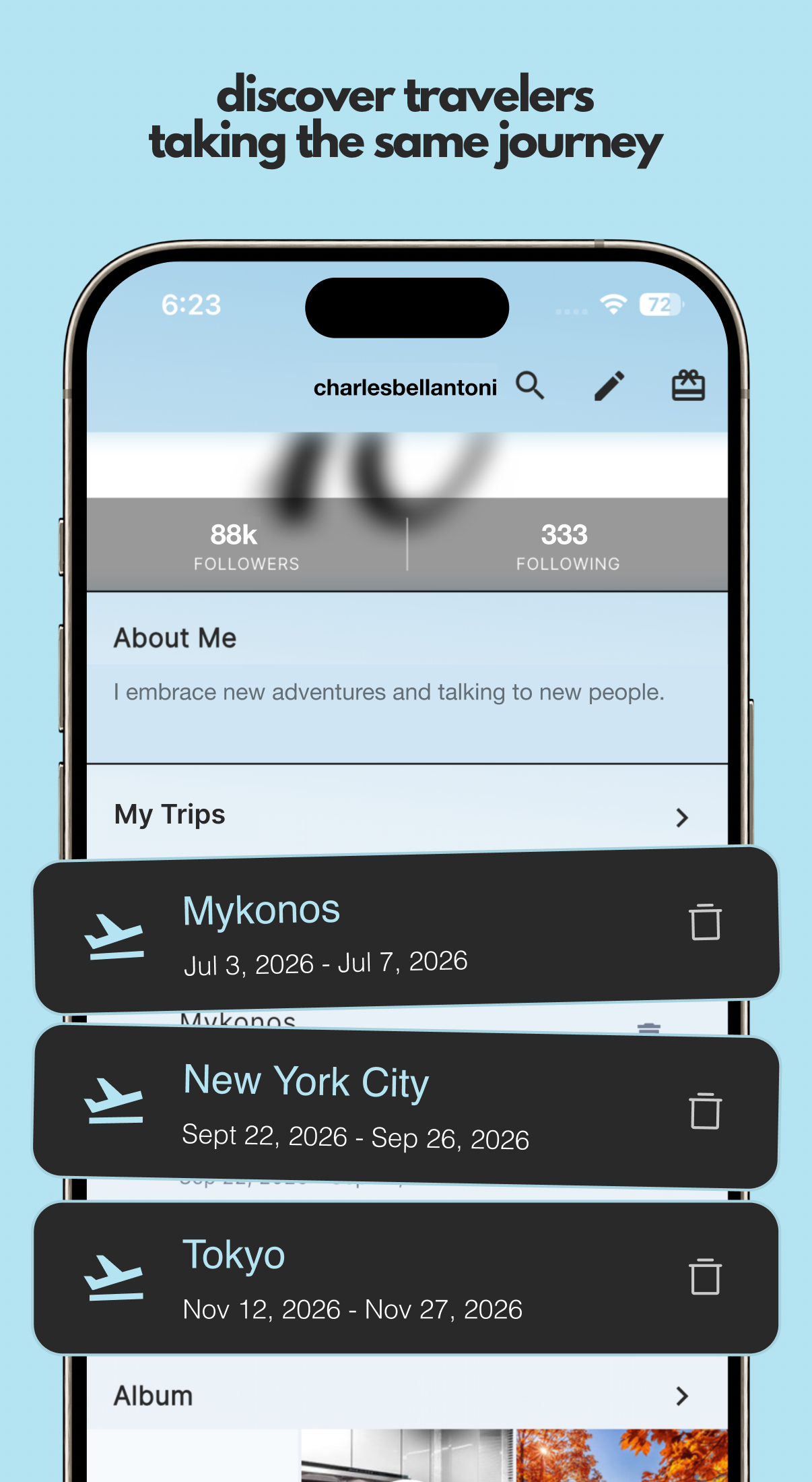 add trips to see who's going where you are, when you are!