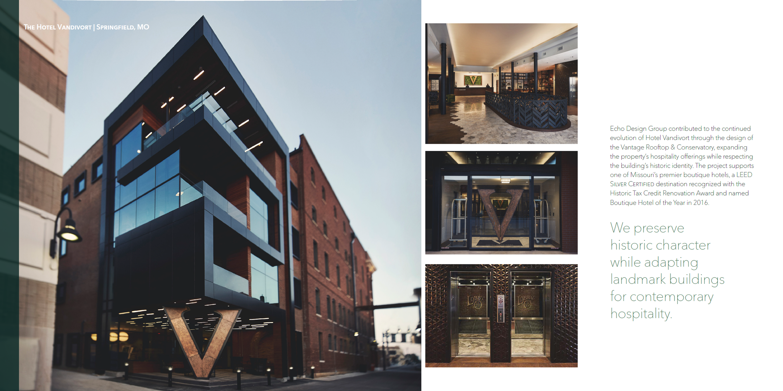 Exterior view of a modern building with glass balconies and a brick facade in Springfield, Missouri.