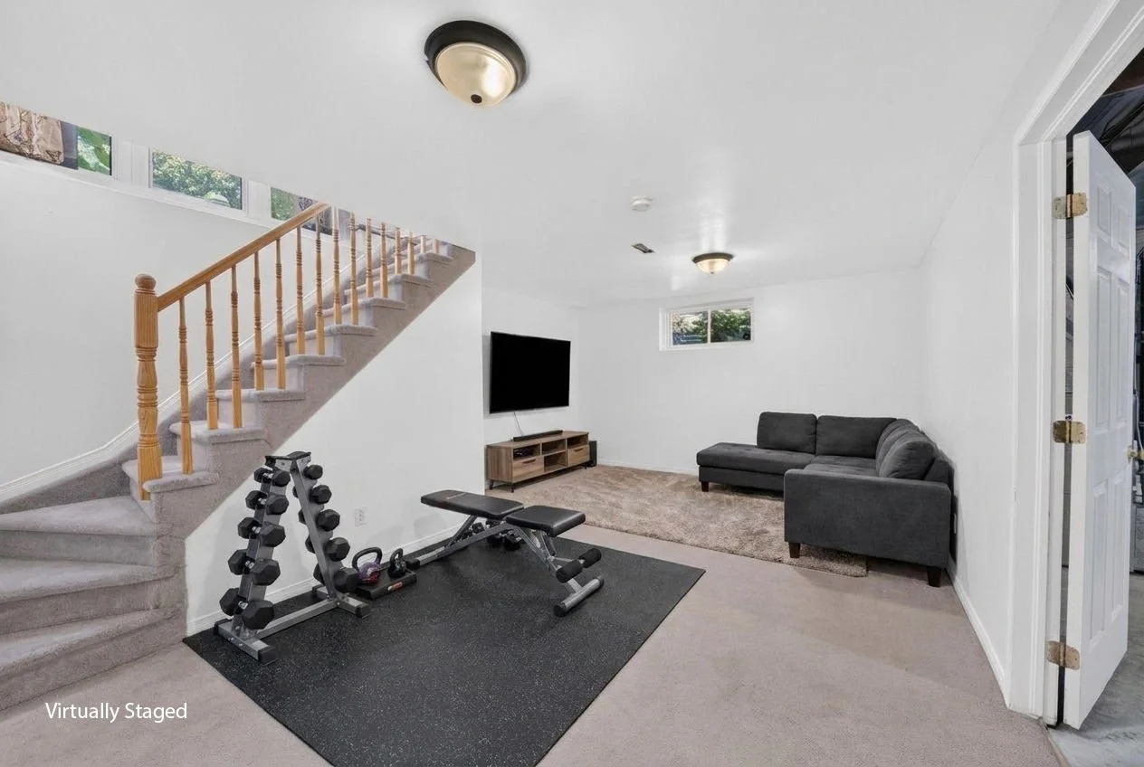 Virtually staged rec room
