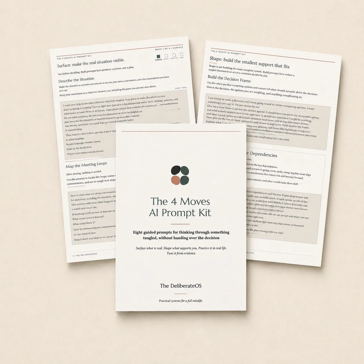 4 Moves AI Prompt Kit cover and prompt guide pages.