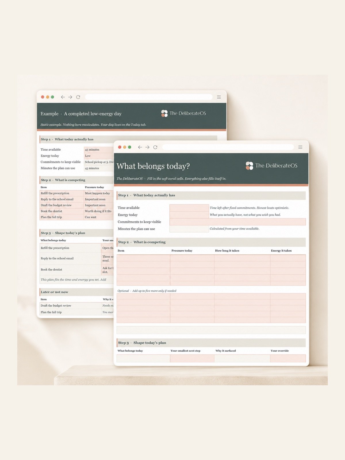 What Belongs Today Google Sheets decision tool.