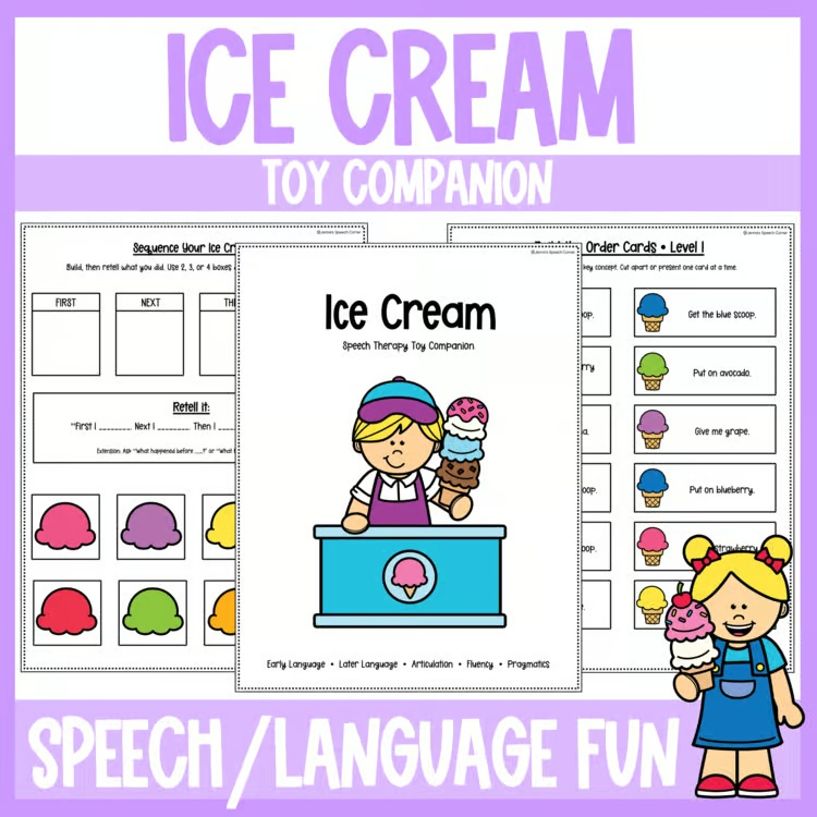 Ice Cream Speech Therapy Toy Companion | Language, Articulation, Fluency & More