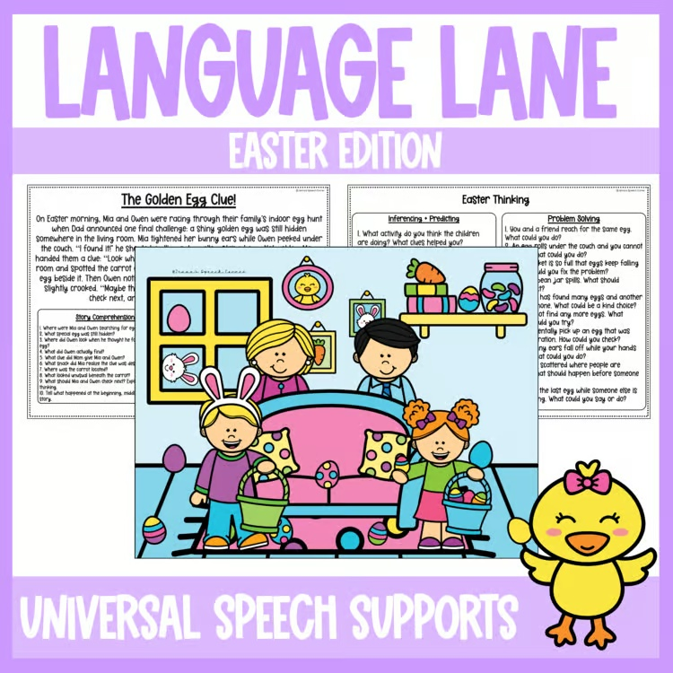 Easter Speech Therapy Busy Scene | WH Questions, Language, Articulation & MTSS