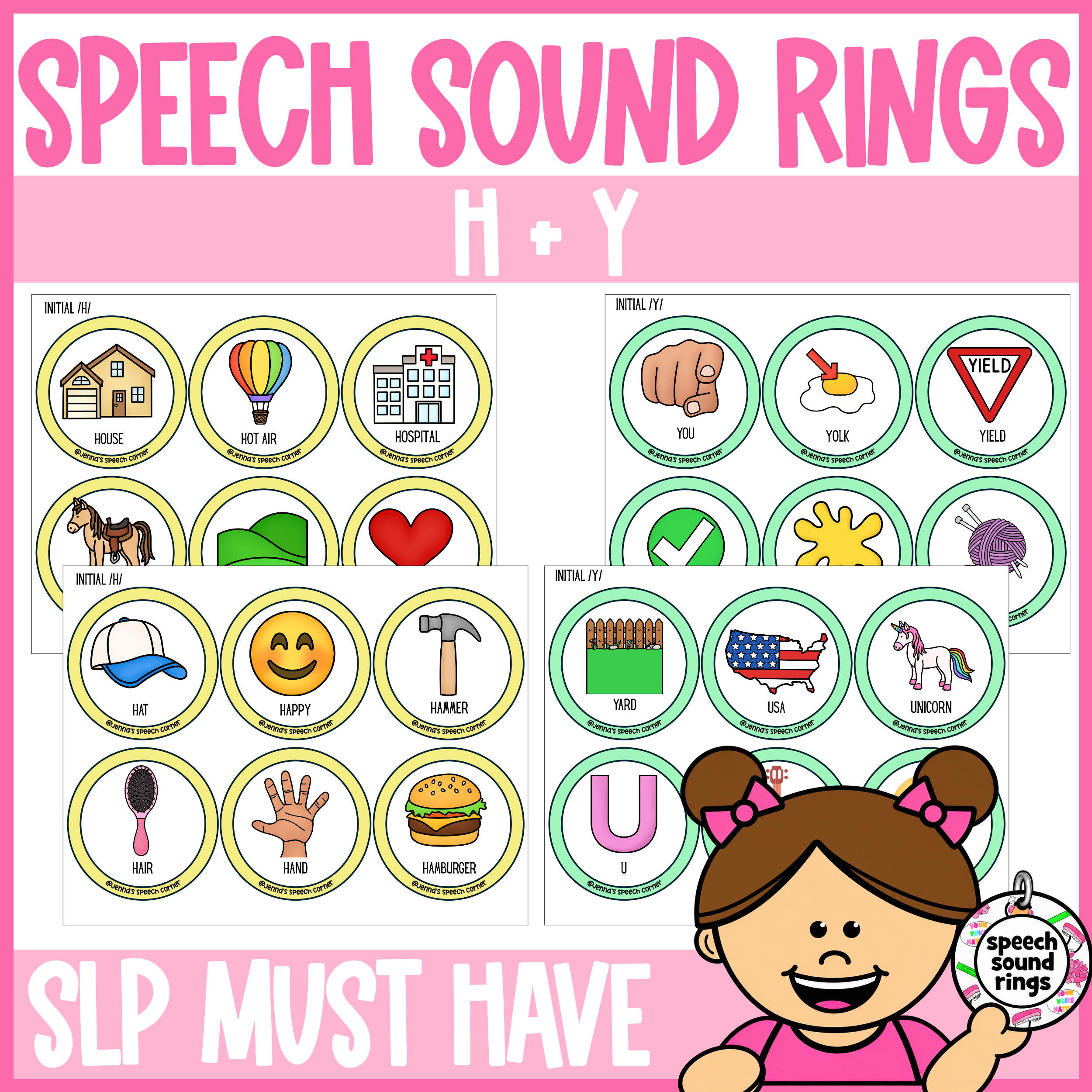 H & Y Speech Sound Rings | Grab-and-Go Articulation Cards
