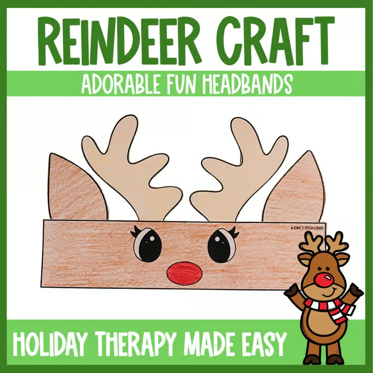 Reindeer Headband Craft | Christmas Craftivity | Holiday Craft for Kids | Speech