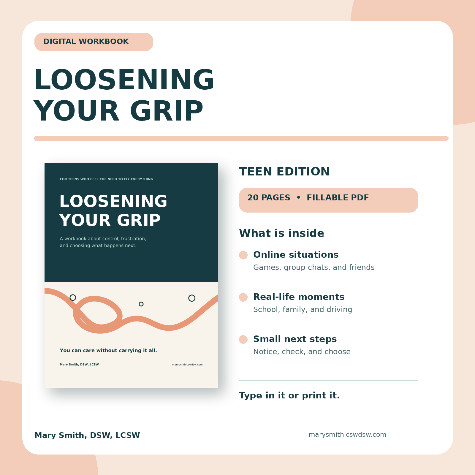Loosening Your Grip: A Teen Workbook About Control, Frustration, and Choices