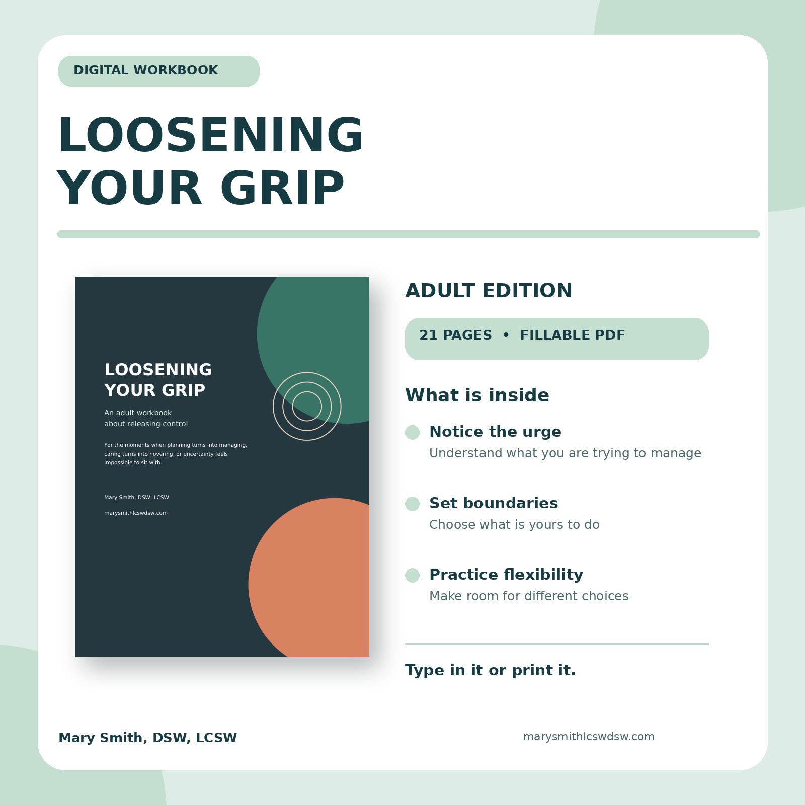 Loosening Your Grip: An Adult Workbook About Releasing Control