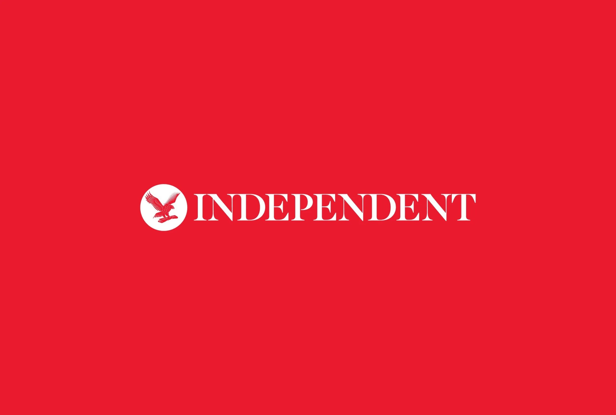 Red background with a white circle containing a red eagle and the word "INDEPENDENT" in white capital letters.