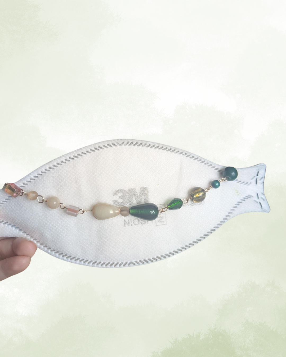 Green and Ivory Bow Mask Chain
