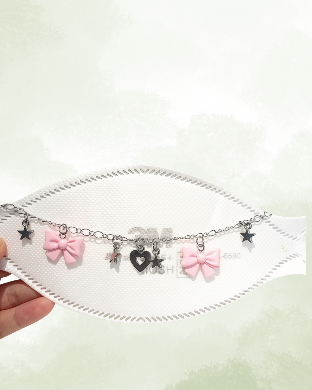Baby Pink Bows Mask Chain