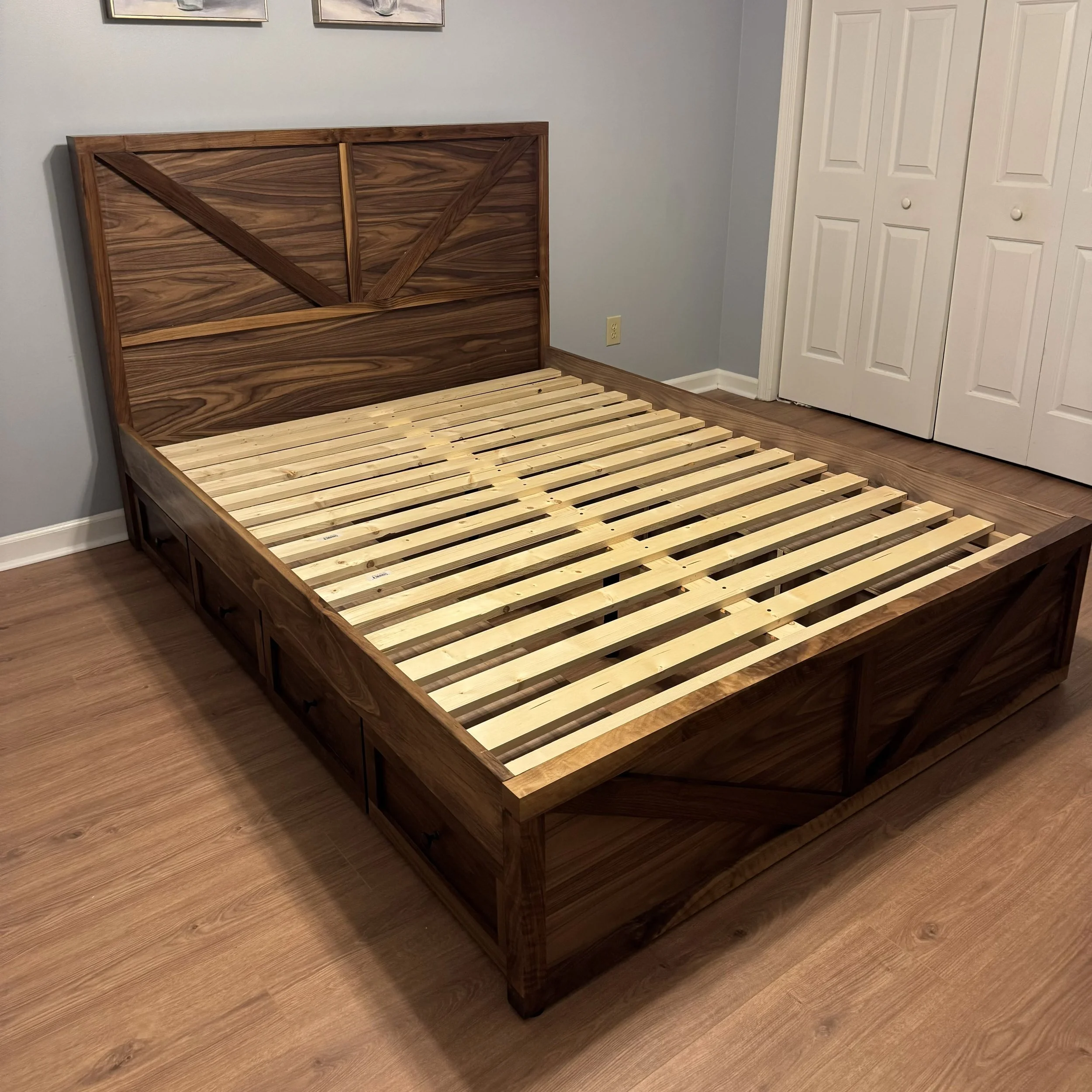 Farmhouse Walnut Bed Frame