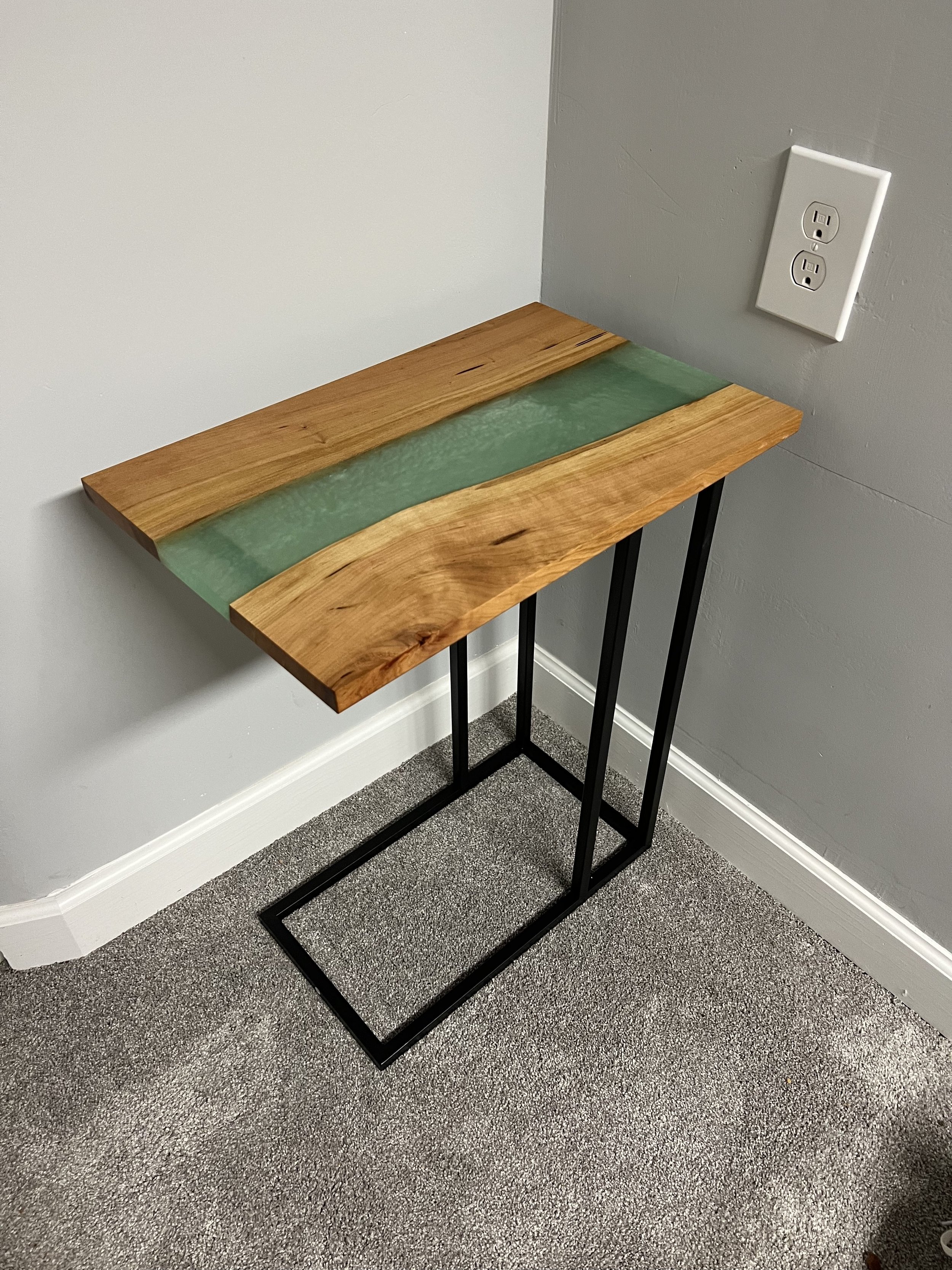 Modern Cherry & Epoxy River End Table