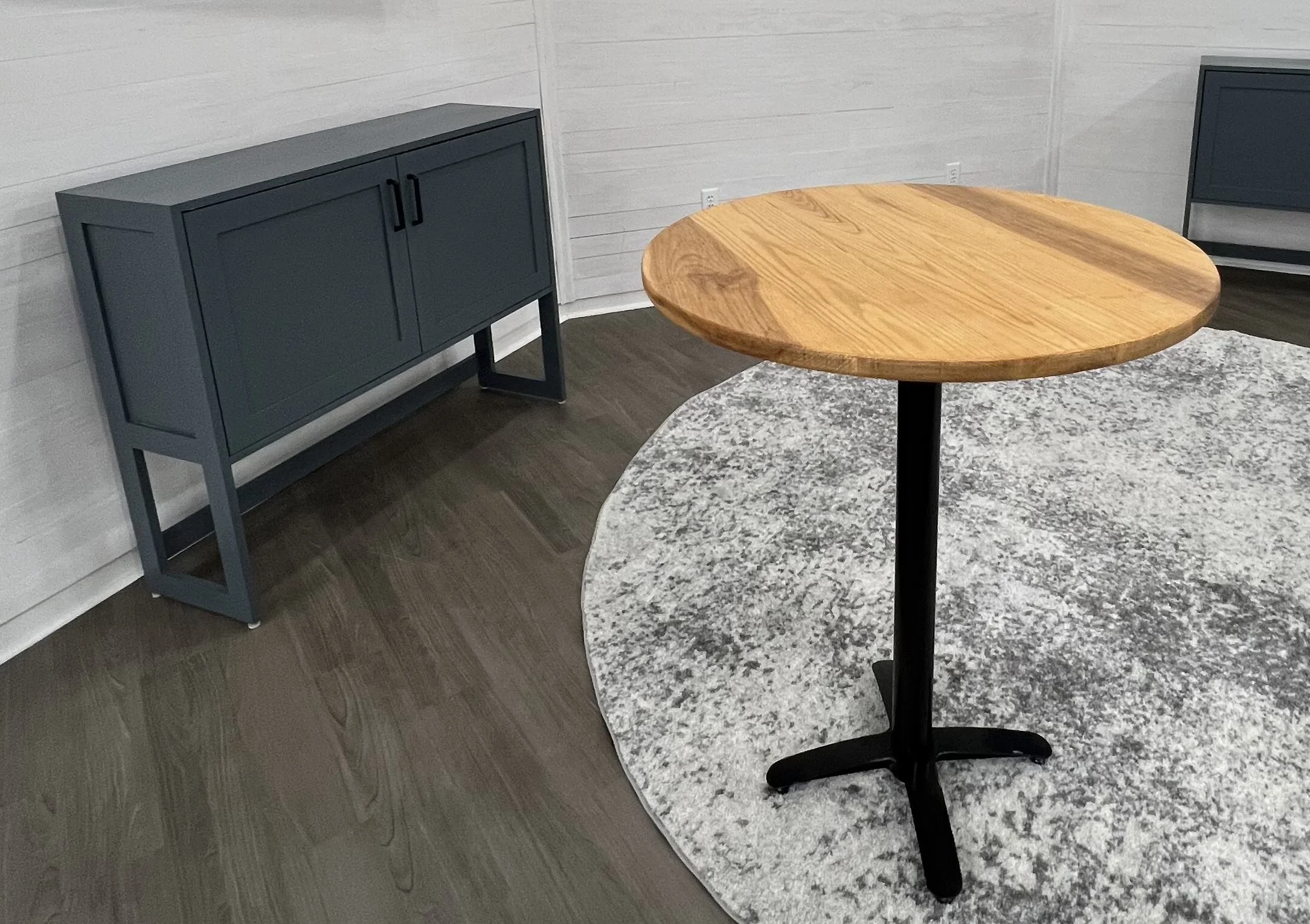 Modern White Oak Bistro Table & Painted Sideboard