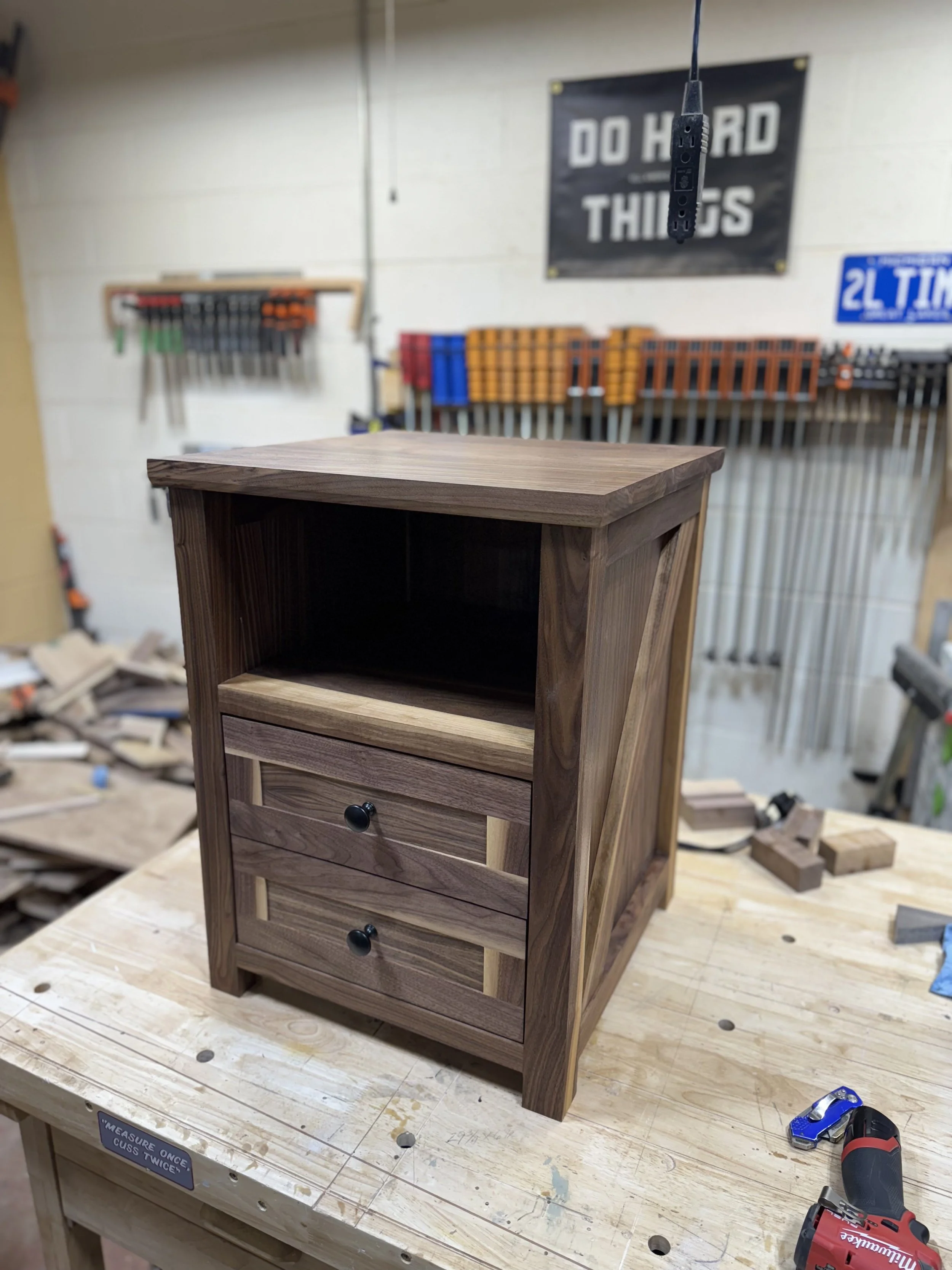 Walnut Farmhouse Nightstand 
