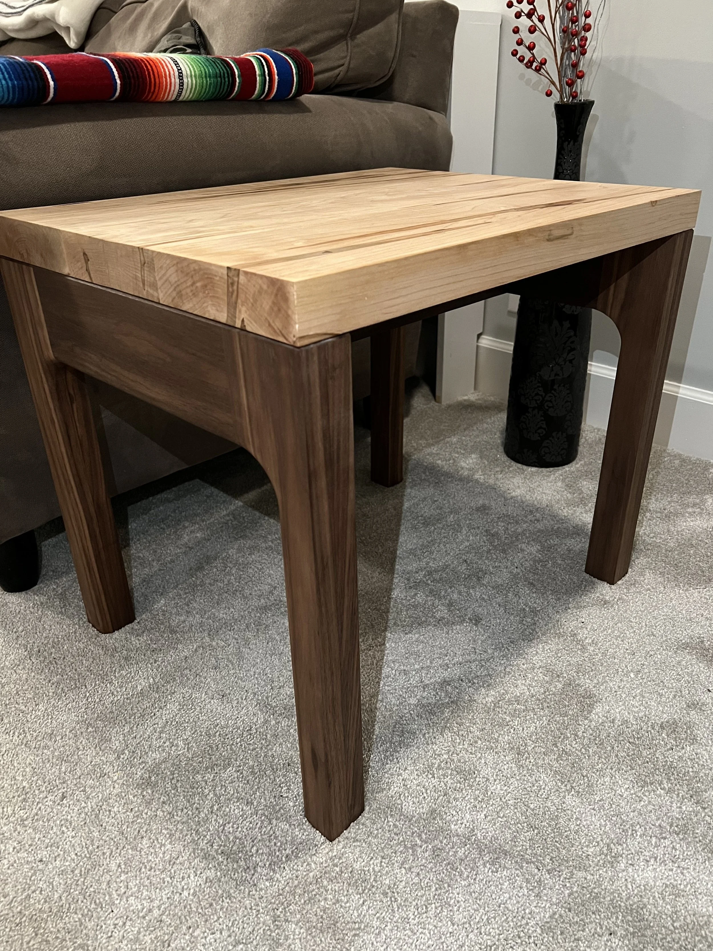 Modern Maple and Walnut End Table
