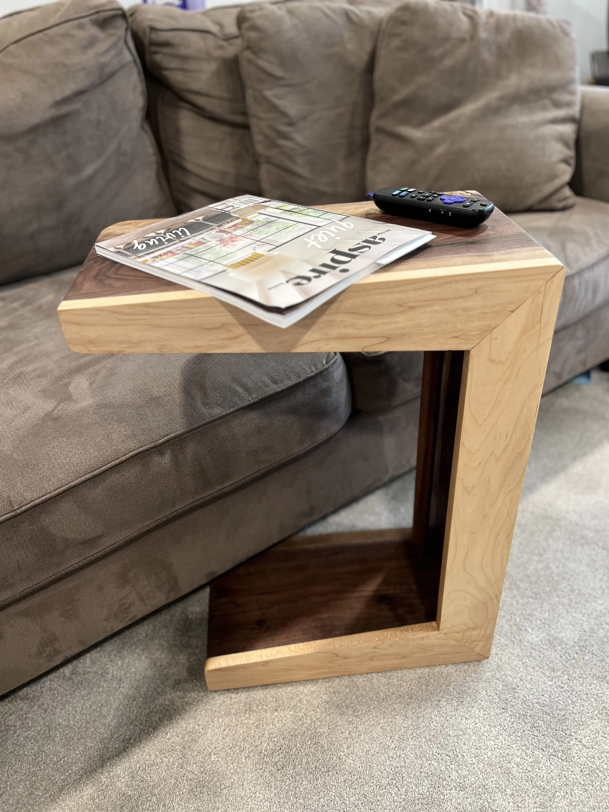 Modern Maple and Walnut End Table