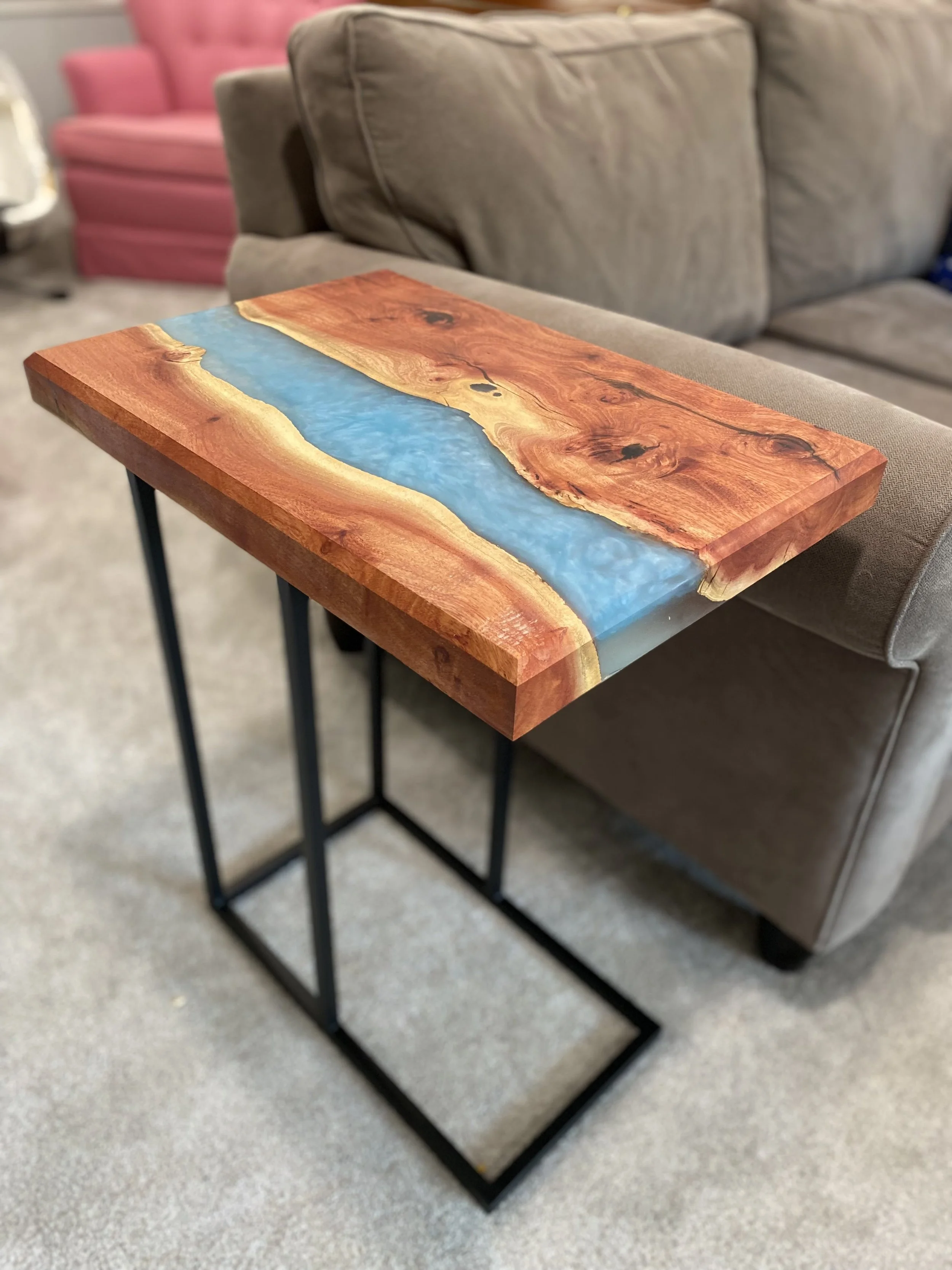 Modern Carob & Epoxy River End Table