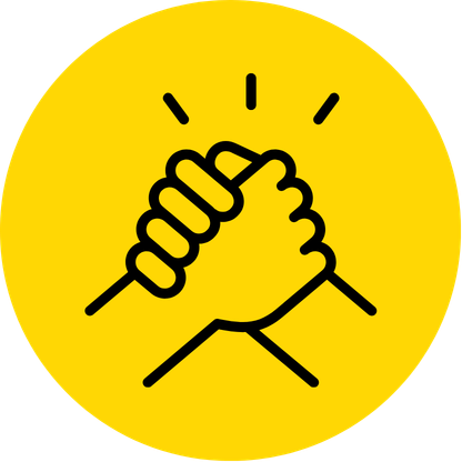 icon of two hands holding each other as teammates