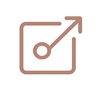 A line graph with an upward trend inside a square outline