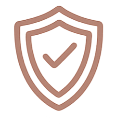 A shield icon with a check mark inside, symbolizing security or protection.