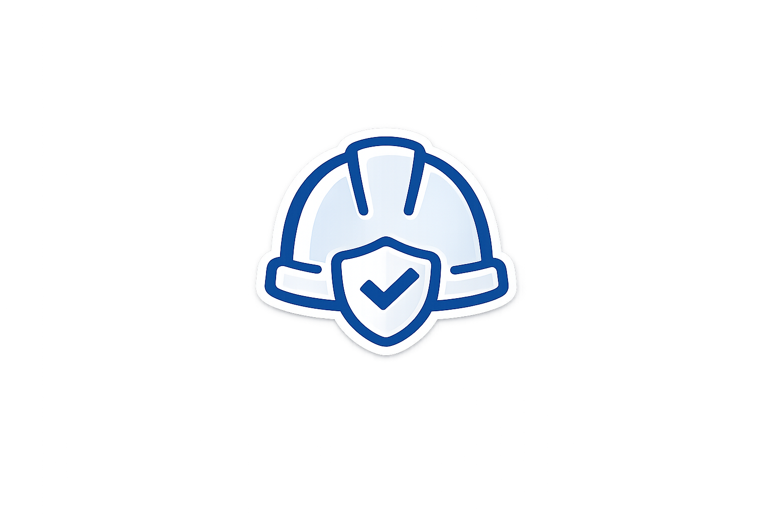 Icon of a safety helmet with a checkmark symbol in the center