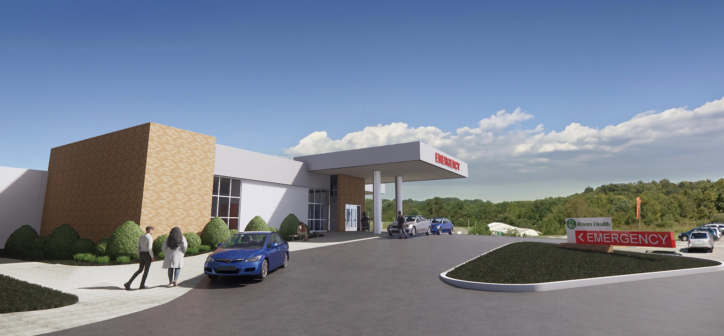 Rendering of the Rivers Health Emergency Department renovation and addition in Point Pleasant, West Virginia.