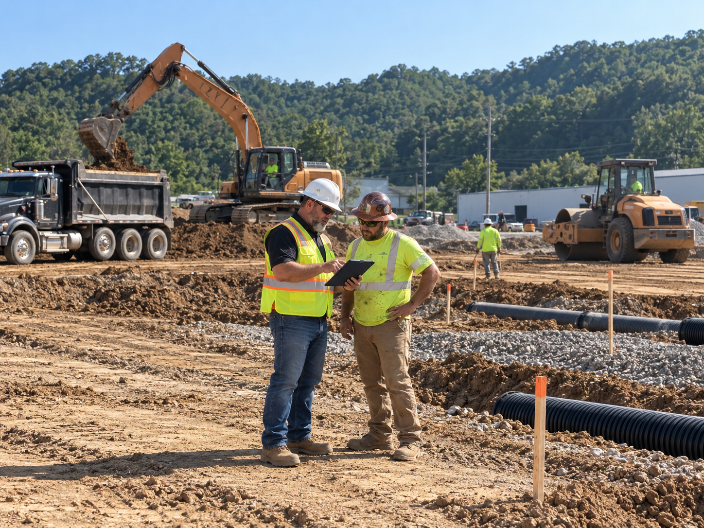 Construction Crew Reviewing Site Plans