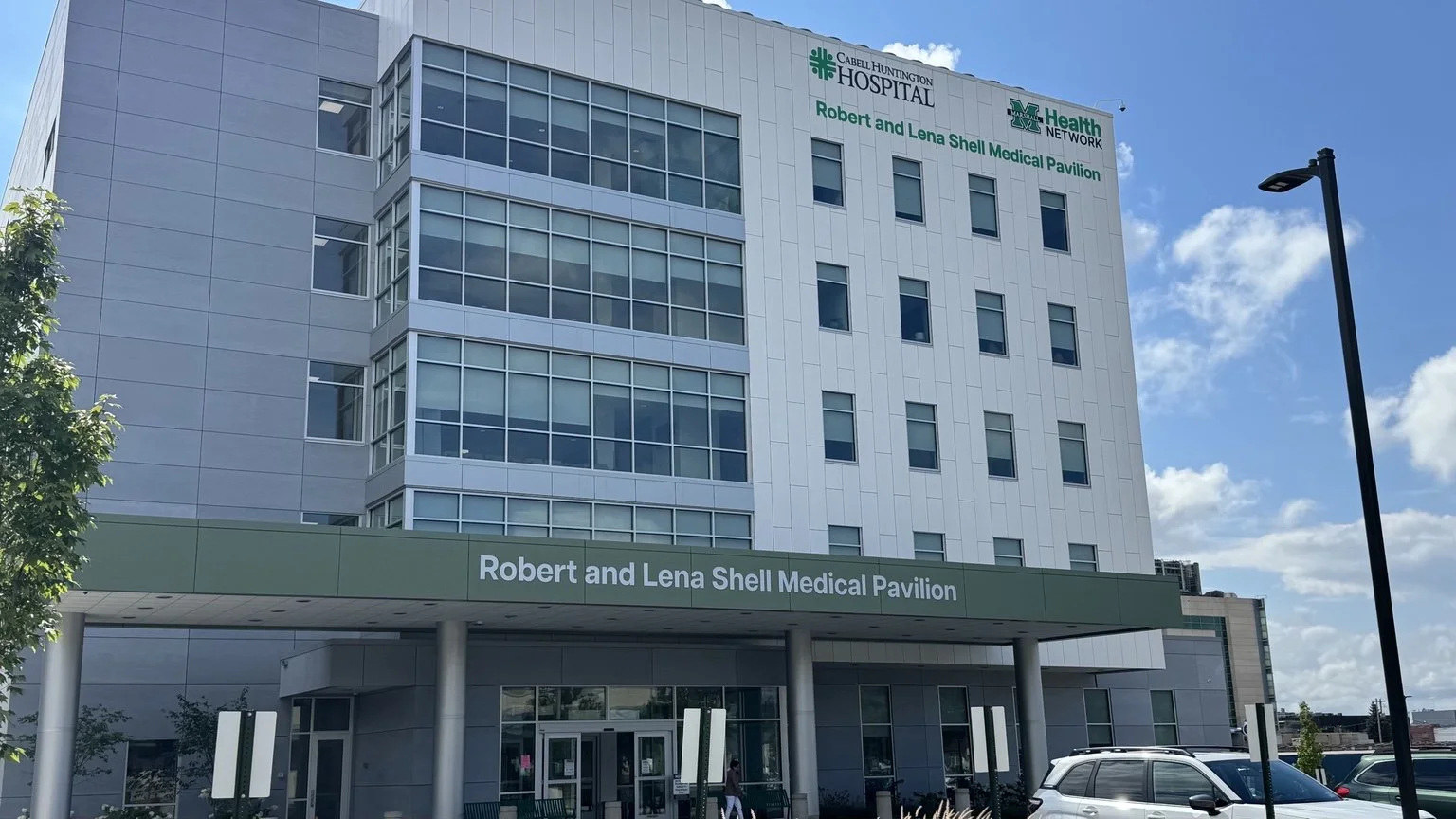 Exterior of the Robert and Lena Shell Medical Pavilion at Cabell Huntington Hospital