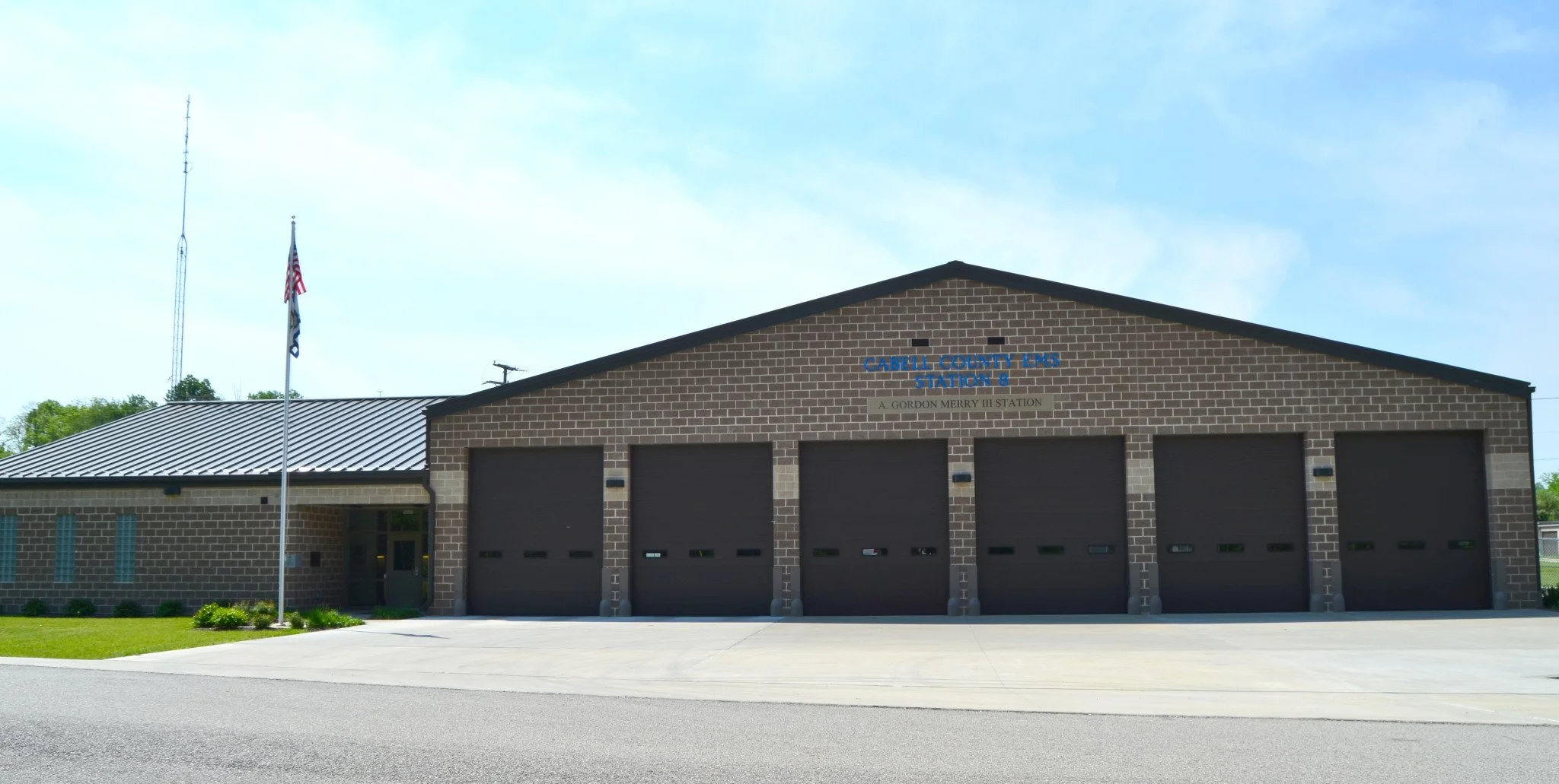 Cabell County EMS Station 8, also known as the A. Gordon Merry III Station, in Barboursville, West Virginia.