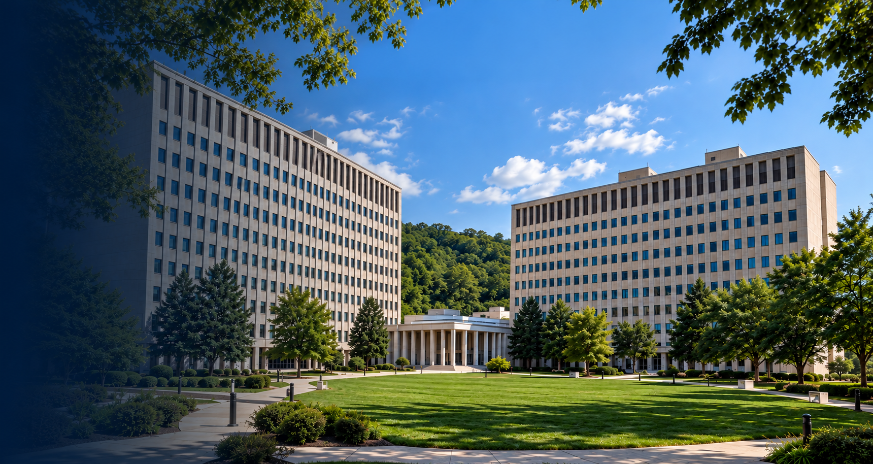 State Office Buildings 5, 6 and 7 at the West Virginia State Capitol Complex in Charleston, WV.