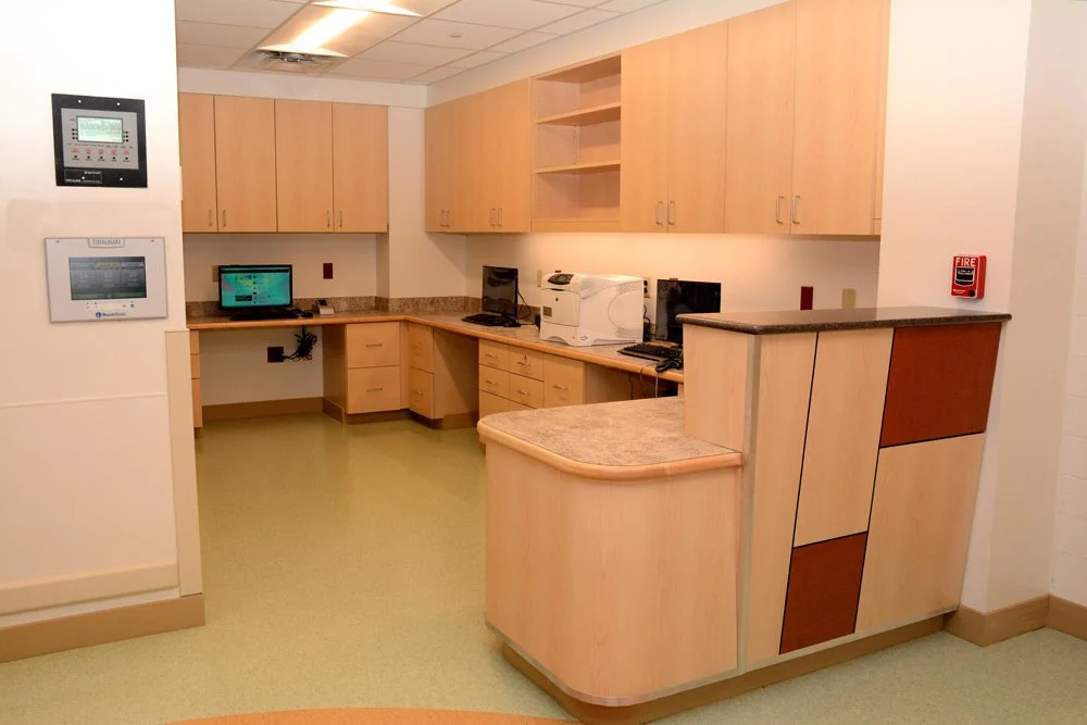 Nurses’ station and patient-care area completed as part of the CHH 4 South Renovations