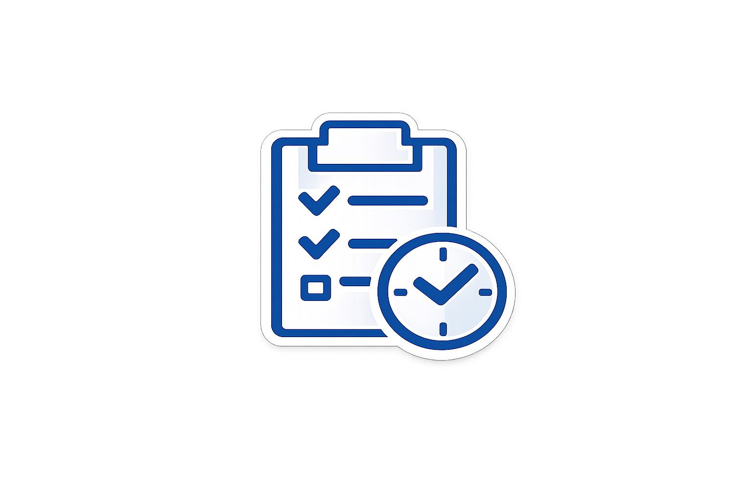 An icon of a checklist on a clipboard with a clock, representing task tracking or time management.